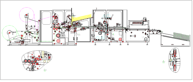 Автоматическая машина для резки и перемотки упаковочной бумаги - изображение 2, Чертеж конструкции оборудования Автоматическая машина для резки и перемотки упаковочной бумаги